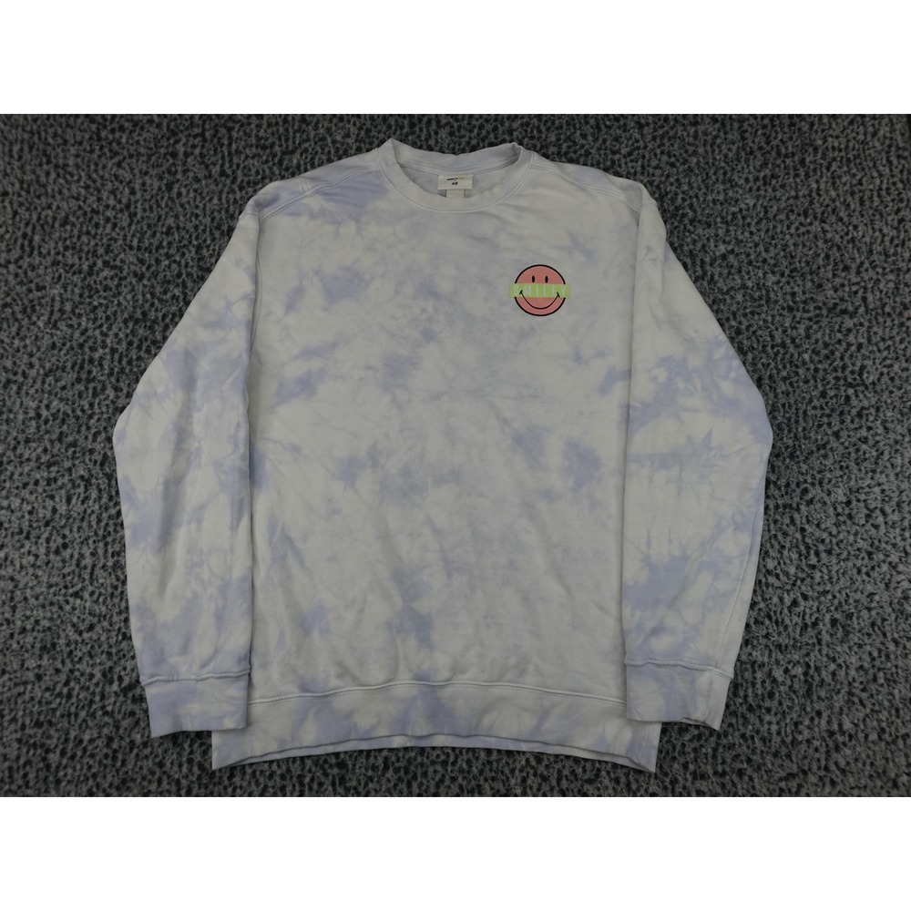 H&M Smiley‎ Sweatshirt Mens Small Purple Tie Dye Graphic Crew Neck 1027297 6